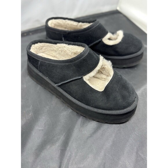UGG Bea Mary Jane Black Platform Slipper Womens US sizes 5  UGG Bea Platform Mary Jane Mule Backless Black Fleece Lined Women’s US 12